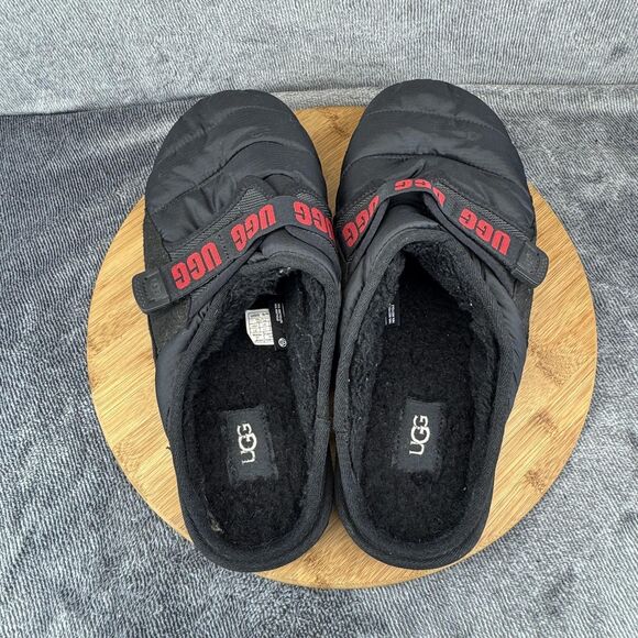 UGG Shoes Mens Size 12 Black Puffer Slip-On Mule Slippers Adjustable Strap Warm - Picture 5 of 10